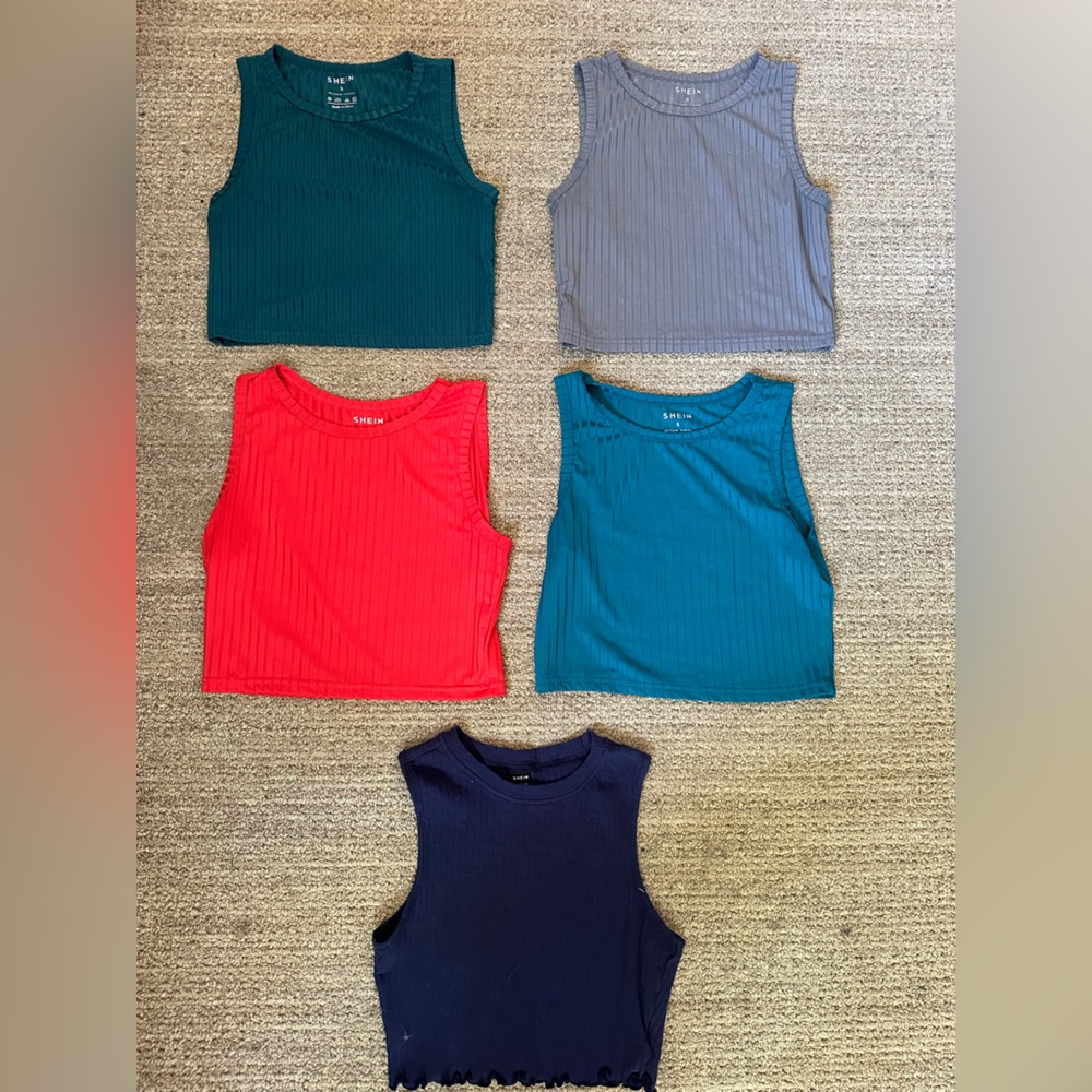 Pack of 5 SHEIN Cropped Tank Tops - all Small